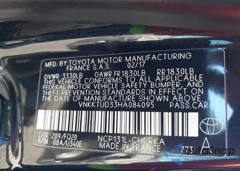 2017 Toyota Yaris L from USA, damaged, VIN VNKKTUD33HA084095